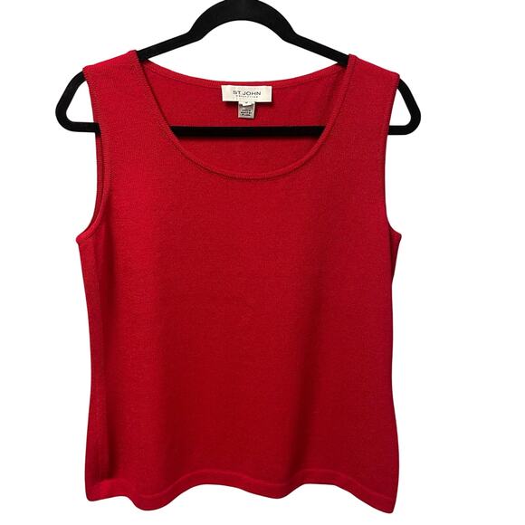 St. John Collection Santana Knit Dark Red Tank Top Womens Size Medium - Picture 1 of 6